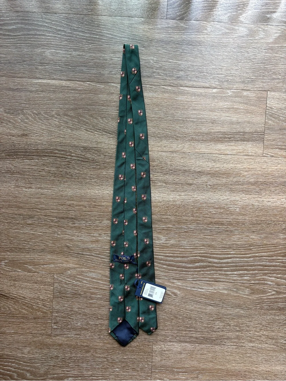 Polo Green Crest Pattern Men's Silk Tie (w/ tag, original price $125)